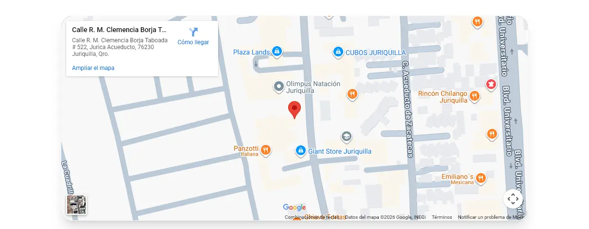 Mapa - Calle R. M. Clemencia Borja Taboada 522-308, Juriquilla, Qro.